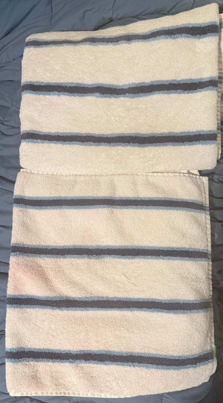 L.L.Bean Premium Cotton Towel Set Bath & 2 Hand Towels Blue Stripe Turkish